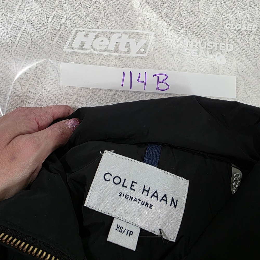 Cole Haan Hooded‎ Puffer Coat Womens Black XS/TP Full Zip Down & Feathers - Picture 15 of 15